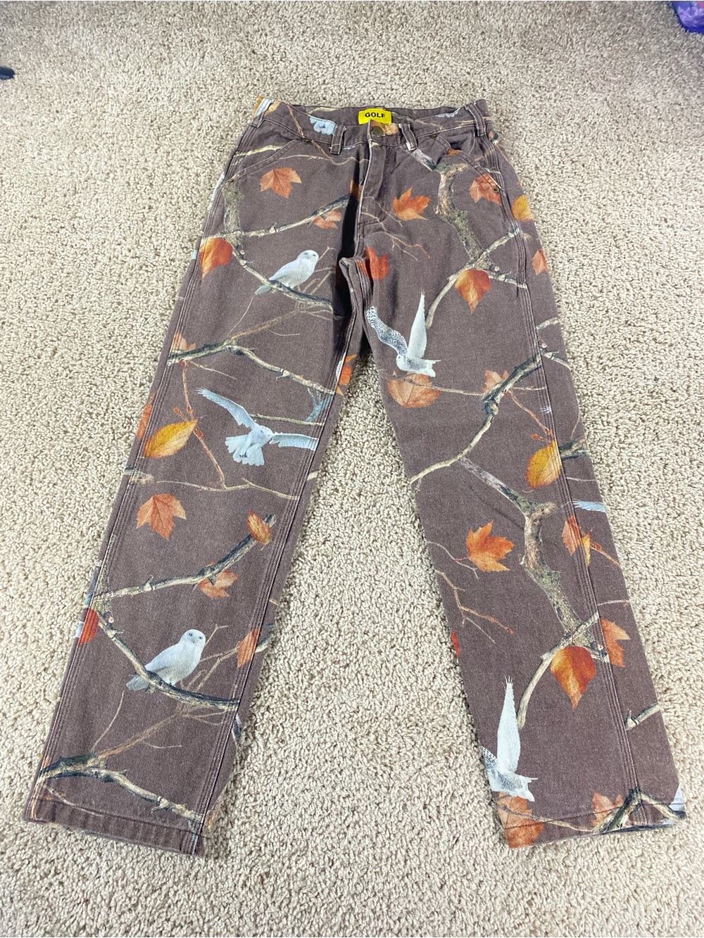 Golf Wang x Tyler the Creator Brushed Owl Camo Brown Work Pants 28 Collab